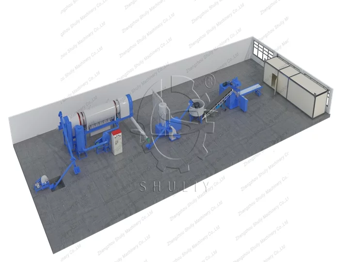 3D drawing of hookah charcoal production line