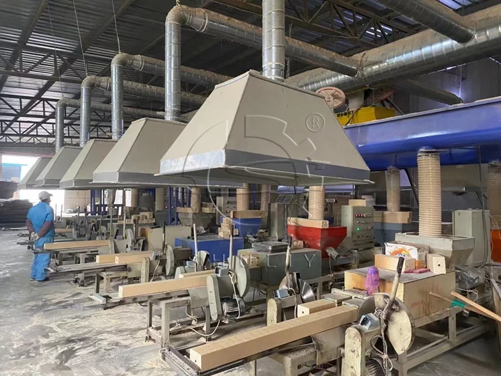 usine de production de blocs de bois