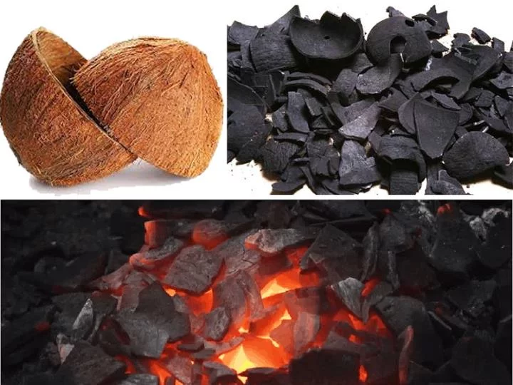 elaboración de carbón de cáscara de coco